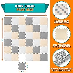 ProSource Foam Puzzle Floor Play Mat for Kids and