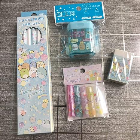 Amazon Co Jp すみっコぐらし 文具4点セット鉛筆削り 消しゴム キャップ かきかた鉛筆 2b 12本入り ホビー