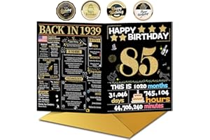 Joycard 85th Birthday Card with Envelope, 85th Birthday Decorations for Women Men, 85th Birthday Gifts for Grandpa Grandma, Happy Birthday Cards for 85 Year Old Mom Dad, Back in 1939