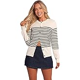 Petal & Pup Women's GAVI Button Front Striped Cardigan, Off White