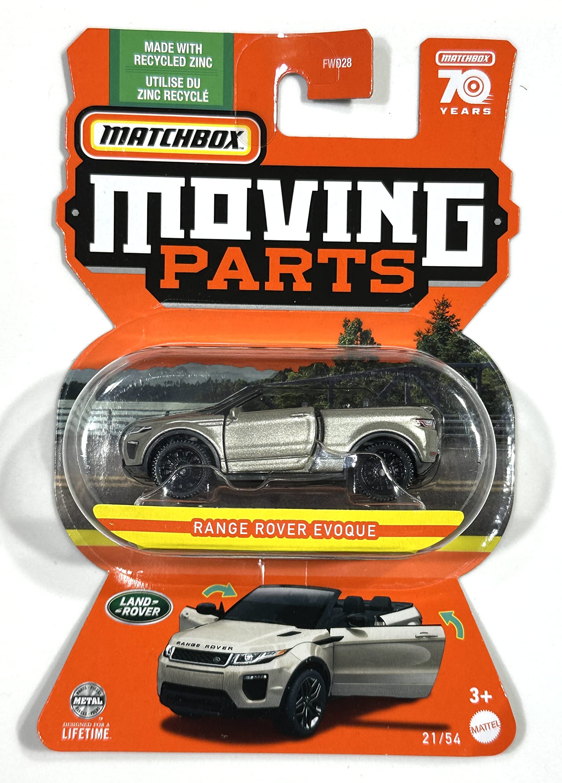 Matchbox - Moving Parts - 2023 - Range Rover EVOQUE - Silver - 21/54-70 Years - Mint/NrMint - Ships Bubble Wrapped in a Box with Fill