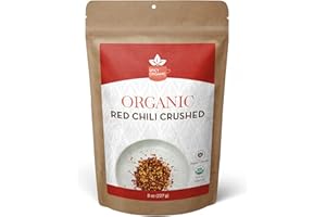 SPICY ORGANIC Crushed Red Pepper Flakes 8 oz. - Robust Chili Peppers Seasoning Spice - USDA Organic, Kosher, Non-GMO- Ideal for Pizza, Pastas, Salads, Sauces, Stews, Marinades and Pickled Vegetables