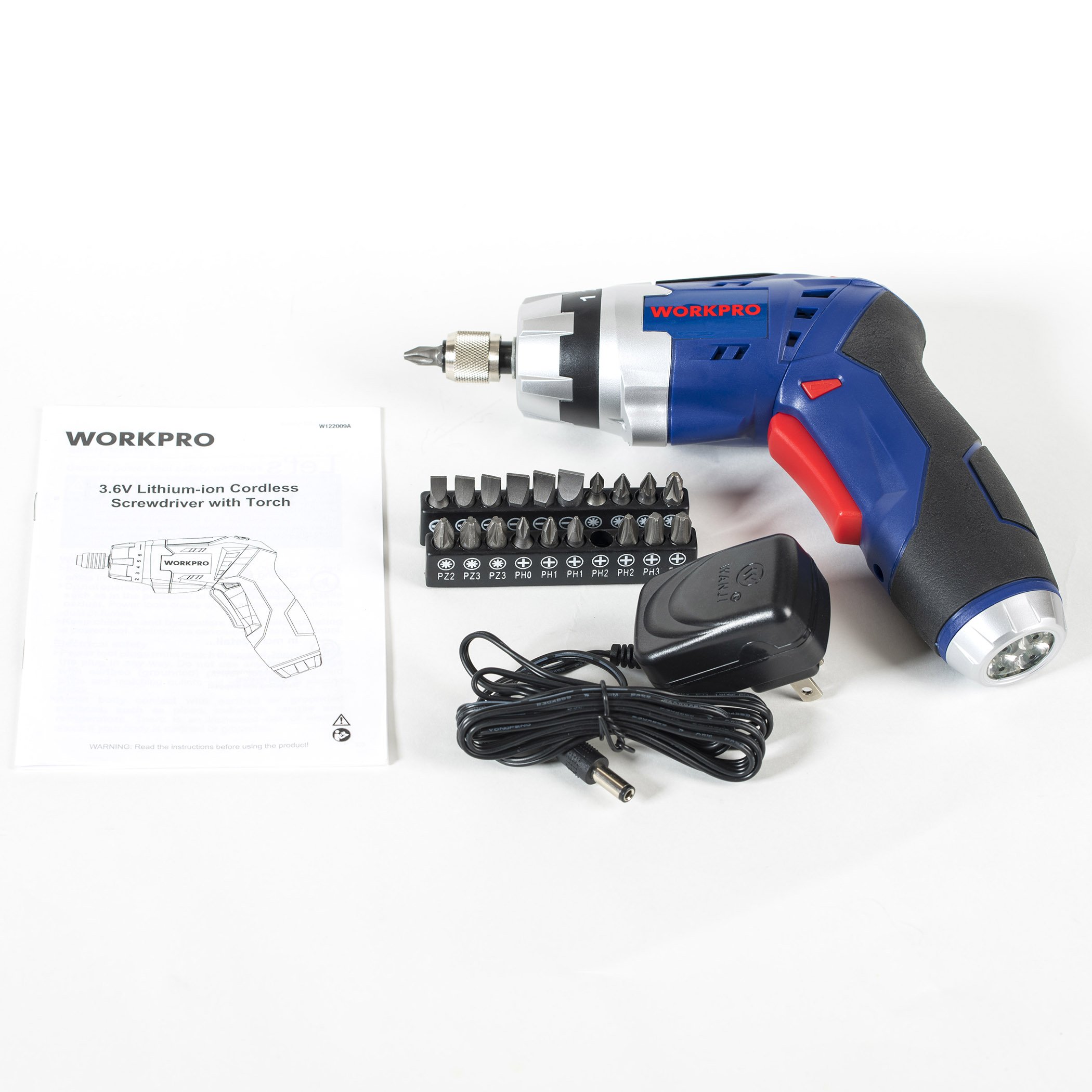 WORKPRO 3.6V Cordless Power Screwdriver LithiumIon Rechargeable with