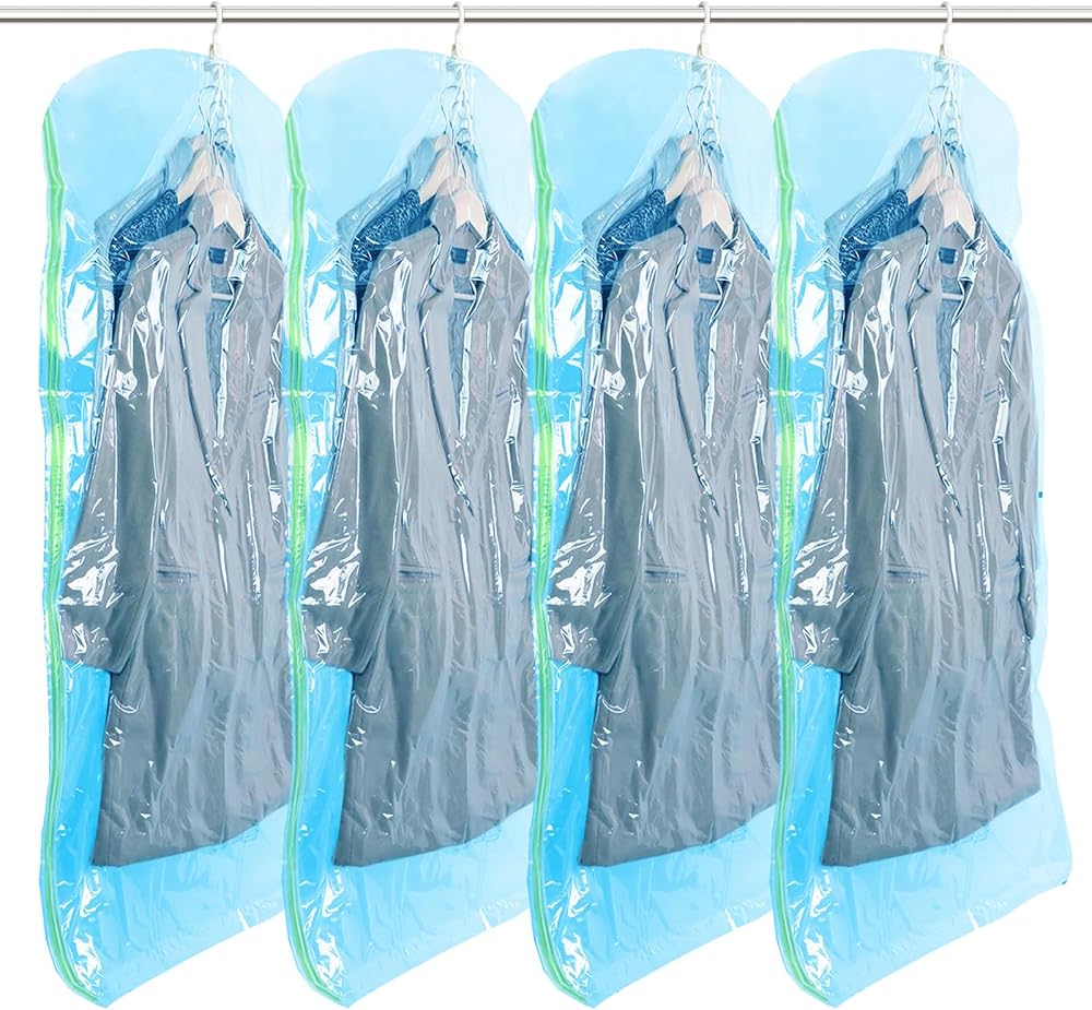 TAILI Hanging Vacuum Storage Bags 4 Jumbo 135x70 cm Coats Dresses Wardrobe