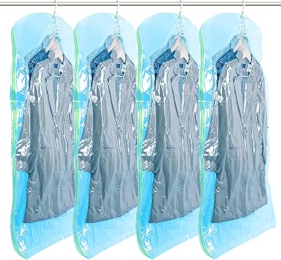 TAILI Hanging Vacuum Storage Bags 4 Jumbo 135x70 cm Coats Dresses Wardrobe