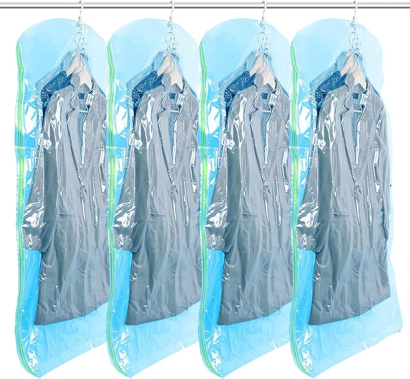 TAILI Hanging Vacuum Storage Bags 4 Jumbo 135x70 cm Coats Dresses Wardrobe