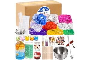 BLINGFUN Jelly Candle Making Kit,9pcs Gel Wax -7 Colors Candle Making kit，Includes Wax Wicks Wick Stickers，Wooden Wick Holders and More，DIY Starter Candle Making Kit 2.8LB/45oz