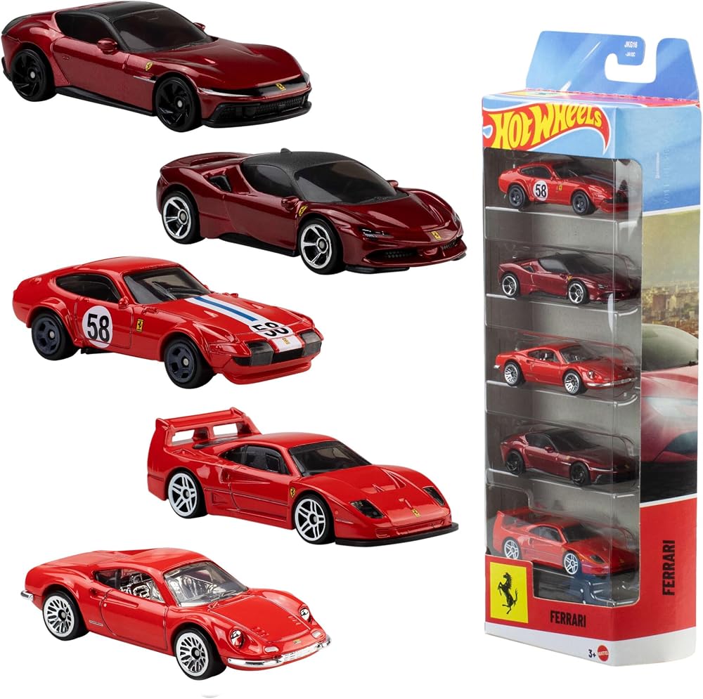 Hot Wheels Ferrari 1:64 Scale 5-Pack Vehicles