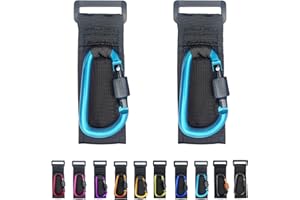 DEIHAALEN [Upgrade]Baby Stroller Hook with Locking, Carry 30 lbs per Stroller Clip, Baby Stroller Accessories & Car Seat Hook for Hanging Diaper Bag, Golf, Shopping and Pet Cart(2 Pcs + Nylon + Sky Blue)