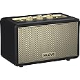 MLOVE A200 Portable Retro Bluetooth Speaker with Aux Input, USB Port, Micro SD Card Slot - Decorative Wireless Bookshelf Speakers for Home & Office, Battery Powered, Black and Gold