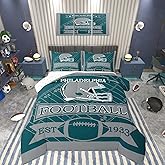 Feelyou Kids Boys American Football Bedding Set Queen Size,Sports Football Philadelphia Comforter Set,Boys Girls Bedroom Room Decor,Football Fans Comforter,Rugby Bed Set