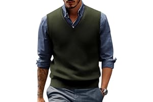 PJ PAUL JONES Mens Sweater Vest Wool Blended Knitted Vest Sweaters V-Neck Sleeveless Pullover Vests
