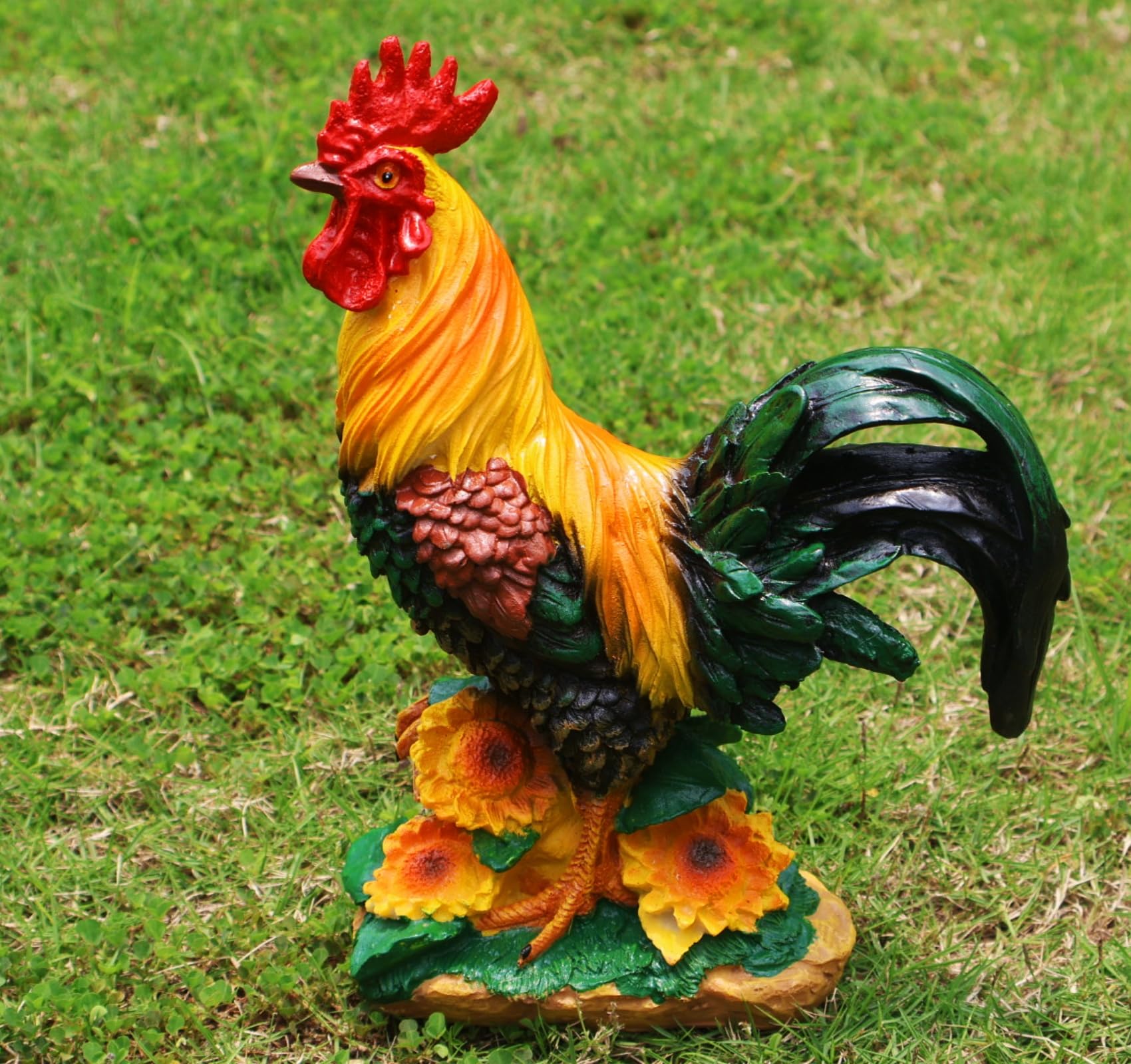 Handsider Rooster Garden Statue Decorations, Chicken Farm Animals Decoration, Yard Chicken Sculpture for Backyard Patio Kitchen Decor & Lawn Ornaments