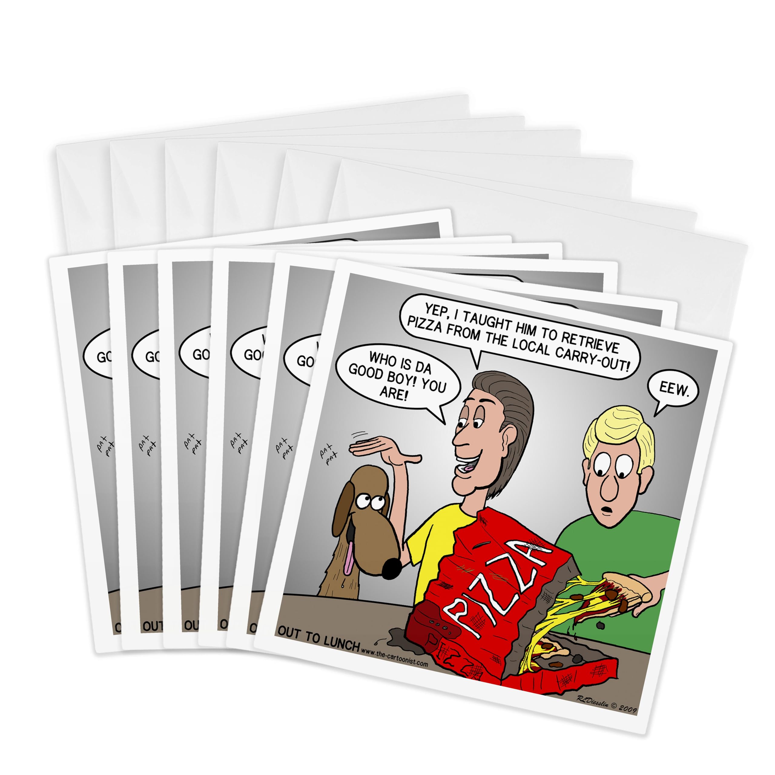 3Drose Training The Dog to Fetch Pizza - Greeting Cards, 6 by 6-inches, Set of 6 (gc_4516_1)