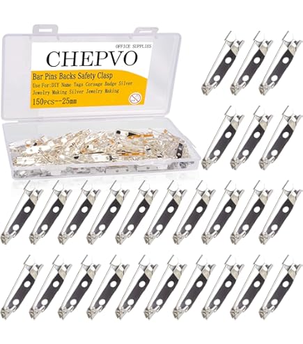 thumbnail image 2 of 100-Pack Silver Safety Pin Backs - 1 Inch Brooch Clasps With 3 Holes For Crafts & Badges 2 of 11