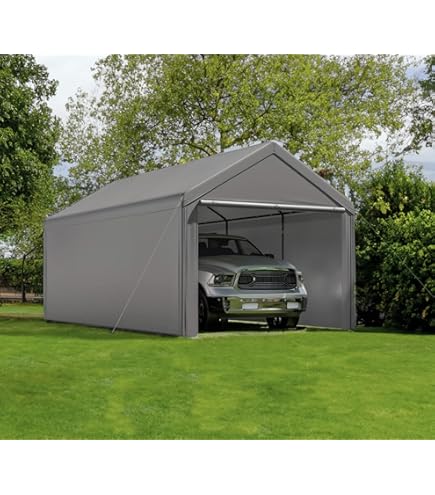 Carports 12x20 Heavy Duty Metal 12 X 20 Gray Adjustable