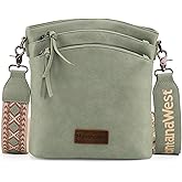 Montana West Multi Zip Pocket Large Crossbody Bag With Guitar Strap