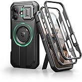 Dexnor for iPhone 17 Case with Slide Camera Cover & Adjustable Kickstand & Built-in Screen Protector, Compatible with MagSafe, Rugged Bumper Cases Heavy-Duty Magnetic Protective Cover 6.3 Inch, Black
