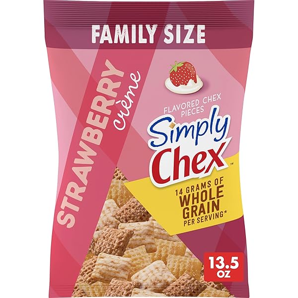 SIMPLY CHEX STRAWBERRY CRÈME FLAVORED SNACK MIX, FAMILY SIZE, 13.5 OZ