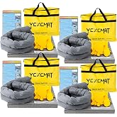 YCXCMAT Universal Spill Kit for Chemical, Water &amp; Garage Oil Cleanup 4 Pack | High Absorbency Pads, Socks &amp; Gloves Included, Emergency Gear for Quick Fluid Clean Up, for Workshop, Industrial &amp; Vehicle