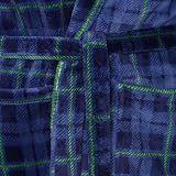 Adore Home Mens Soft Flannel Fleece Bathrobe Shawl Blue Check L-XL view 3