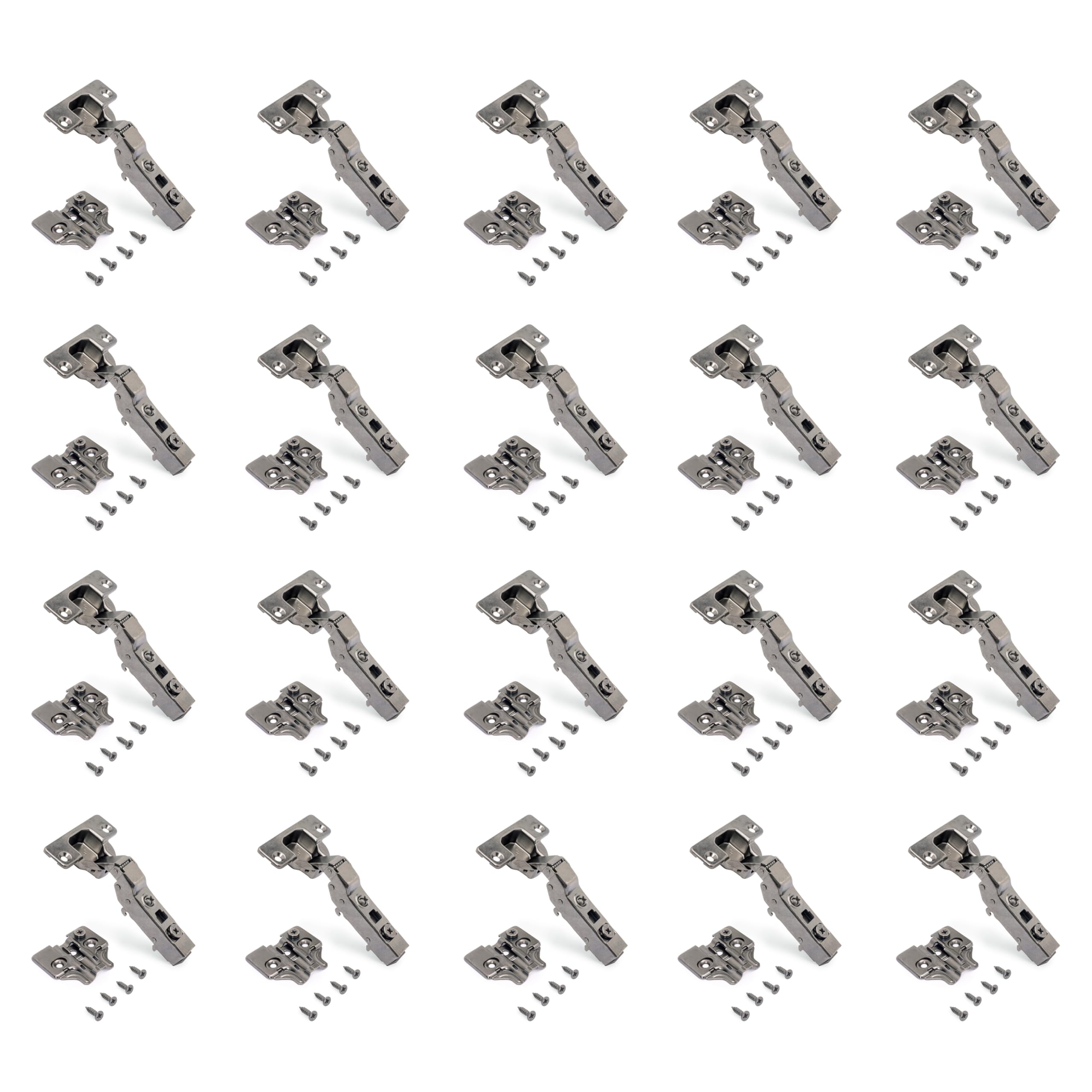 Emuca - Kit of Half Overlay Hinge X91 with Soft Close and Screw-on Plate, 105º Opening, Titanium, Steel, 20 ut.