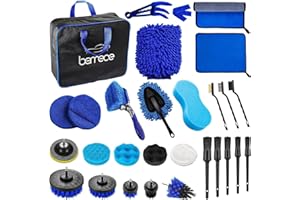 bemece 29 Pieces Car Detailing Kit, Car Detail Brush Set, Auto Detailing Drill Brush Car Wash Kit -Car Cleaning Tools, for Cleaning Wheels Interior Exterior Leather Dashboard Vents