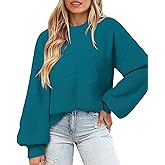 Messic Womens Pullover Sweaters 2025 Casual Long Sleeve Crewneck Loose Knit Tops