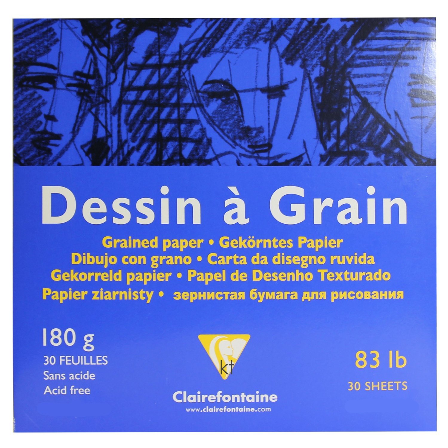 Clairefontaine - Ref 96638C - White Grained Drawing Paper Glued Pad (30 Sheets) - 29.7 x 29.7cm Sized, 180gsm Paper, White & Grained Drawing Paper, Acid Free, pH Neutral