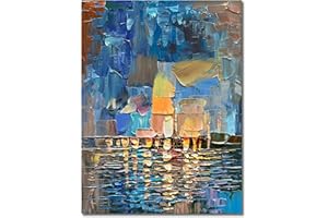Limiyer Art Hand-Painted Abstract Landscape Oil Painting Sea Landscape Modern Abstract Art Home Wall Decoration 40x28 Inches