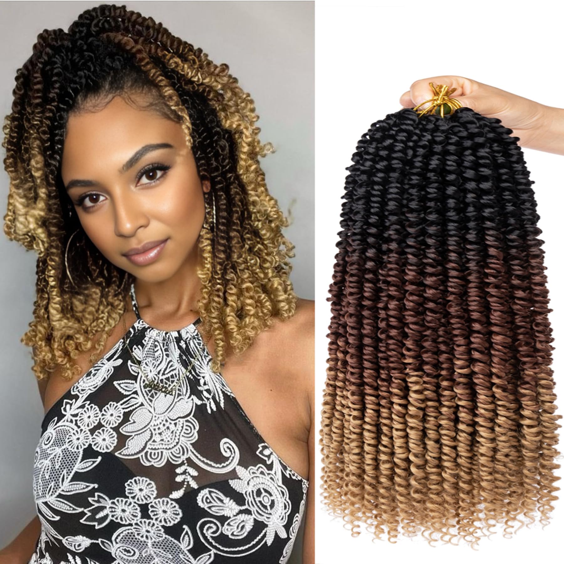 Xtrend 10 Inch 8Packs 12 Strands/Pack Short Pre-twisted Passion Twist Hair Pre looped Black Passion Twist Synthetic Braiding Hair Extensions for Black Women(1B3027#)โฆ โ image 1