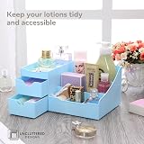 UNCLUTTERED DESIGNS Makeup Organizer With Drawers Blue Modern Vanity Storage view 5