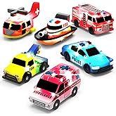 Tub Works® Emergency™ Cars Light Up Bath Toys, 6 Pack | Water-Activated Light Up Toys Flash & Change Color | Soft, Squeezable Baby & Toddler Bath Toys | Sensory Toys with Bath Lights for Kids Bath