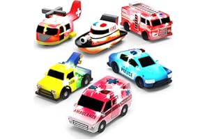 Tub Works® Emergency™ Cars Light Up Bath Toys, 6 Pack | Water-Activated Light Up Toys Flash & Change Color | Soft, Squeezable