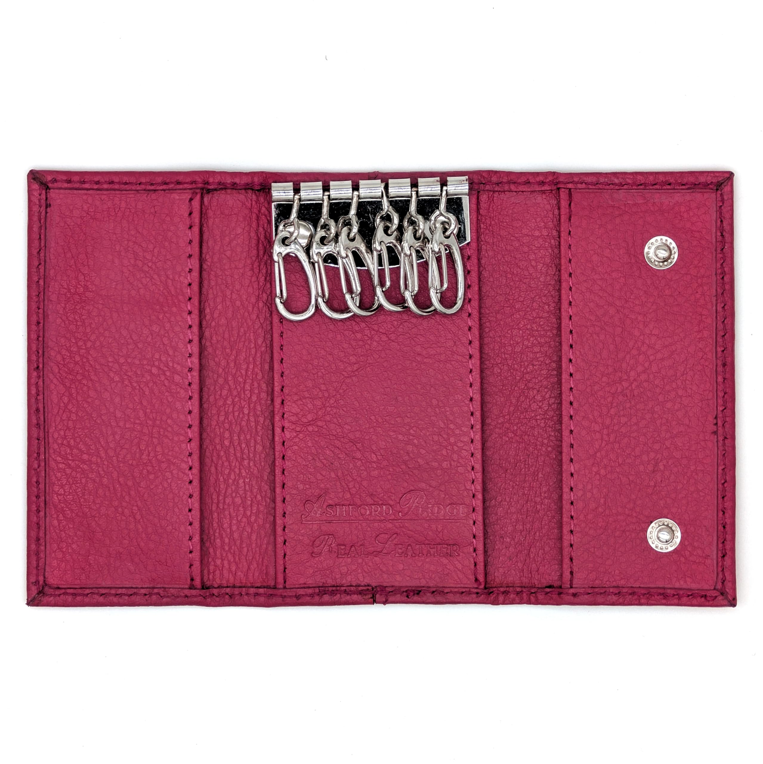 Ashford Ridge Real Leather Key Case Holder Wallet for Men and Women - Pink