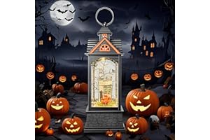 AOMIL Halloween Snow Globe Lantern, Spooky Ghost Halloween Decor, Plug-in & Battery Operated Snow Globes for Halloween Decorations Indoor