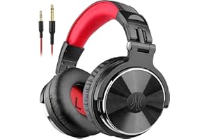 OneOdio Wired Over Ear Headphones Studio Monitor & Mixing DJ Stereo Headsets with 50mm Neodymium Drivers and 1/4 to 3.5mm Jack for AMP Computer Recording Podcast Keyboard Guitar Laptop - Red