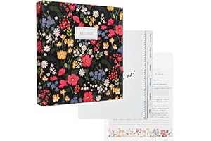 Jot & Mark 8.5" x 11" Sturdy 3 Ring Recipe Binder with Spill-Proof Clear Binder Sleeves Sheet Protector, 30 Dual-Sided Recipe Card Pages for Written & Printed Recipes, Tabbed Dividers, Midnight Bloom
