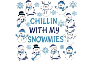 SEALMIC 57 Pcs Winter Snowman Cutouts Christmas Snowman Bulletin Board Decorations Chillin with My Snowmies Bulletin Boards Set Merry Xmas Snowflake Paper Cutout Decor for Holiday Party Classroom School Home