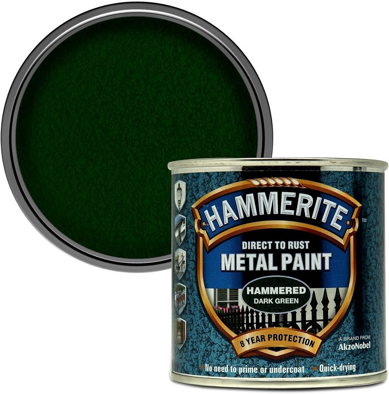 Hammerite Direct to Rust Metal Paint Hammered Dark Green 250ml