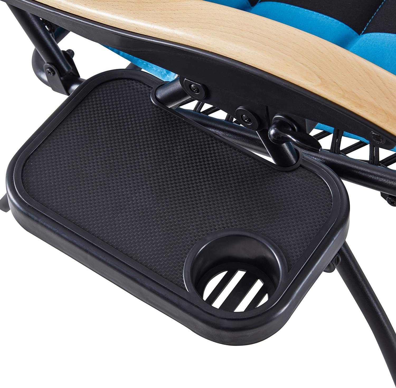 VICLLAX Oversize Padded Zero Gravity Chair Patio Lounge Chair with Cup Holder for Outdoor Beach Pool, Black&Turquoise: Kitchen & Dining