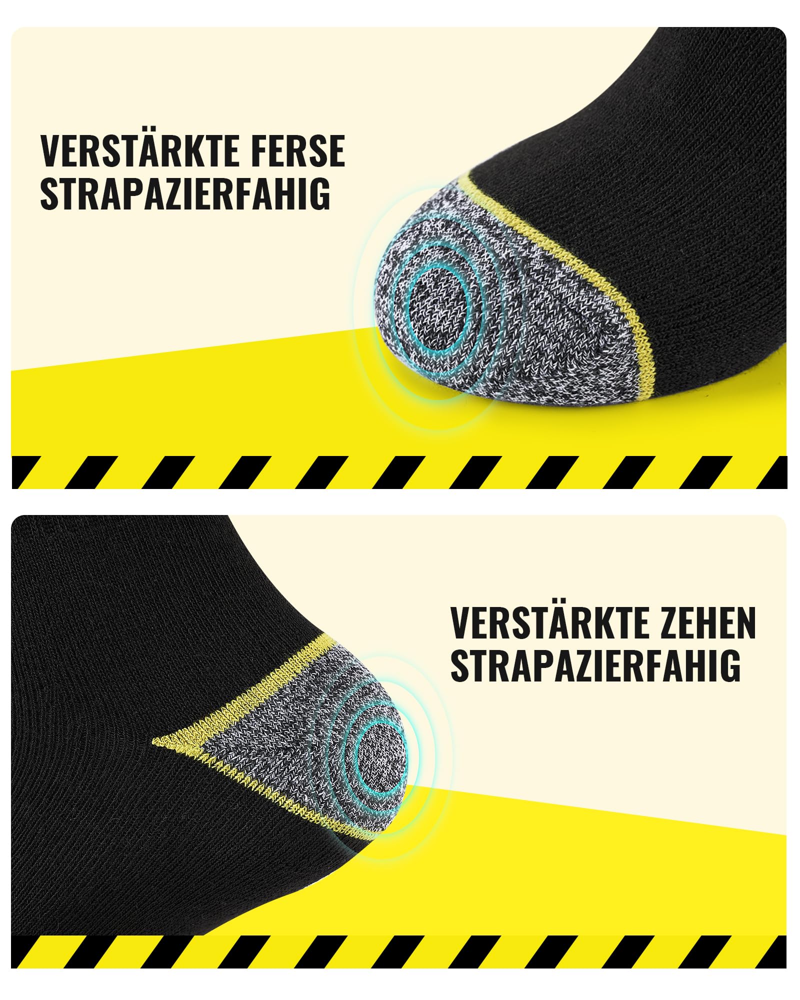Effeet 10 Paar Arbeitssocken Herren Socken, Gepolsterte Verstärkte WORK Socken, Atmungsaktiv Funktionssocken mit Komfortbund, Lange Work Socks 4