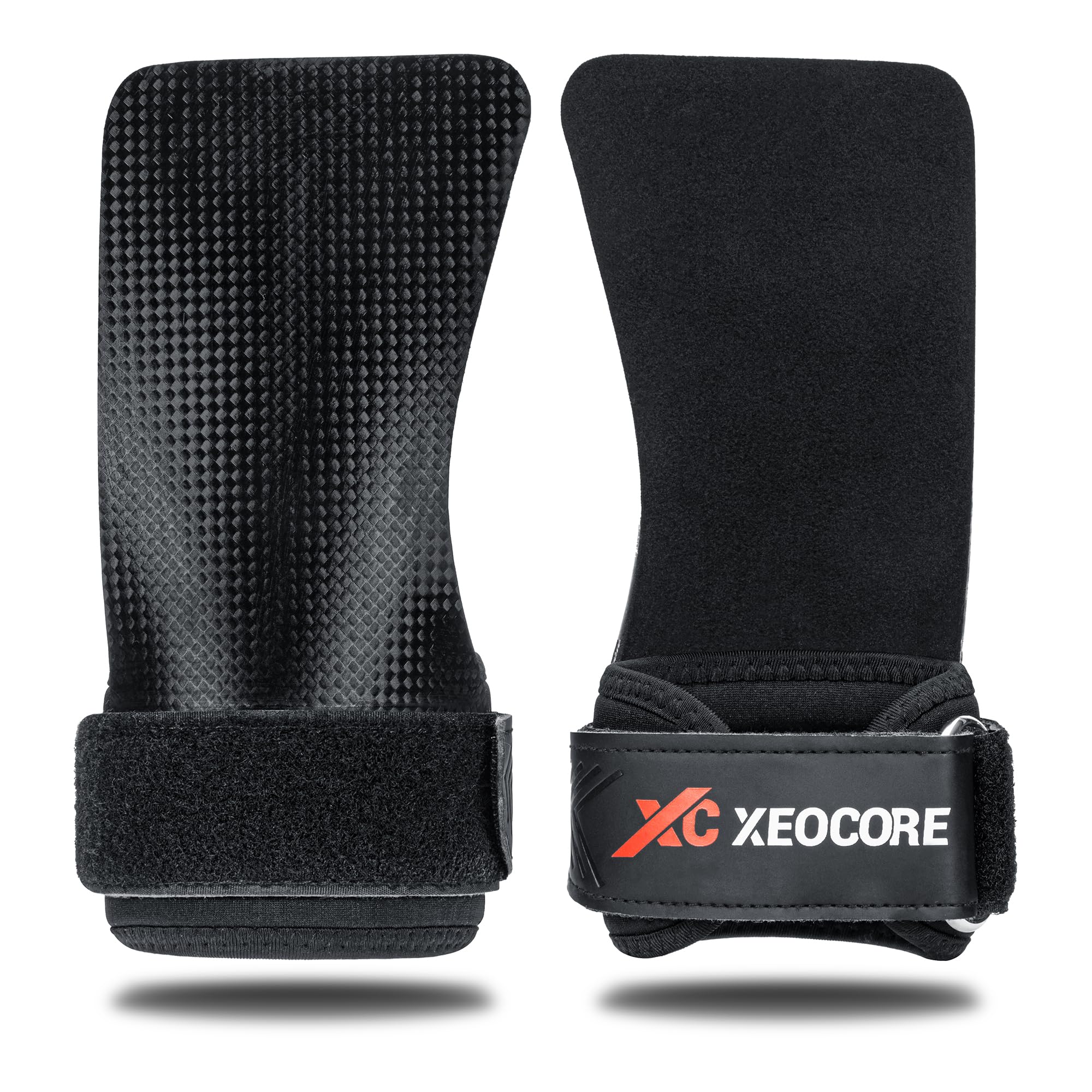 XeoCore Pro Chalkless Hand Grips, Cross Fit Grips, Pull Up Grips, Weightlifting Grips, Gymnastics Grips. Protects Against Tears & Blisters. Premium Enhanced Grip - Comfortable Wrist Support (M)