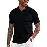 LOGEEYAR Mens Knit Polo Shirts Short Sleeve Regular Fit Textured Polo T-Shirts Summer Casual Collared Golf Shirts