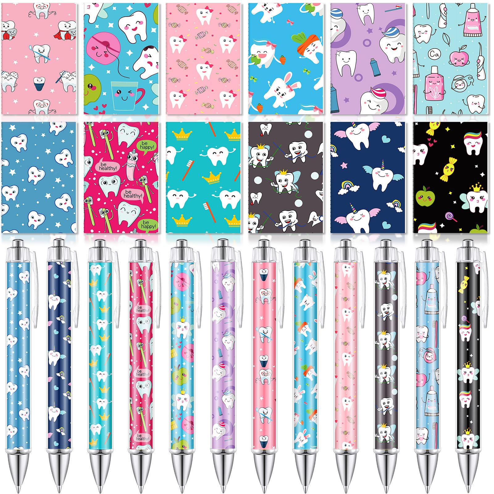 Photo 1 of Sayglossy 24 Pcs Dental Assistant Gifts Teeth Notepads Dentist Journals Small Pocket Notebook Teeth Ballpoint Pens 1.00 mm Black Ink Writing Pens Tooth Gift for Office School Home Stationery