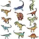 Aucuu 14 Pack Dinosaur Embroidered Patches, Applique for Clothing, Jackets, Jeans, Dress, Hats, Iron On or Sew On Patches, Cute DIY Decorative Accessories for Girls and Boys Clothing