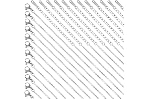 Crisjanggo 24 Pack Necklace Chains Bulk Stainless Steel Thin Cable Chain 16 Inch and 18 Inch Silver Adjustable Necklace with 