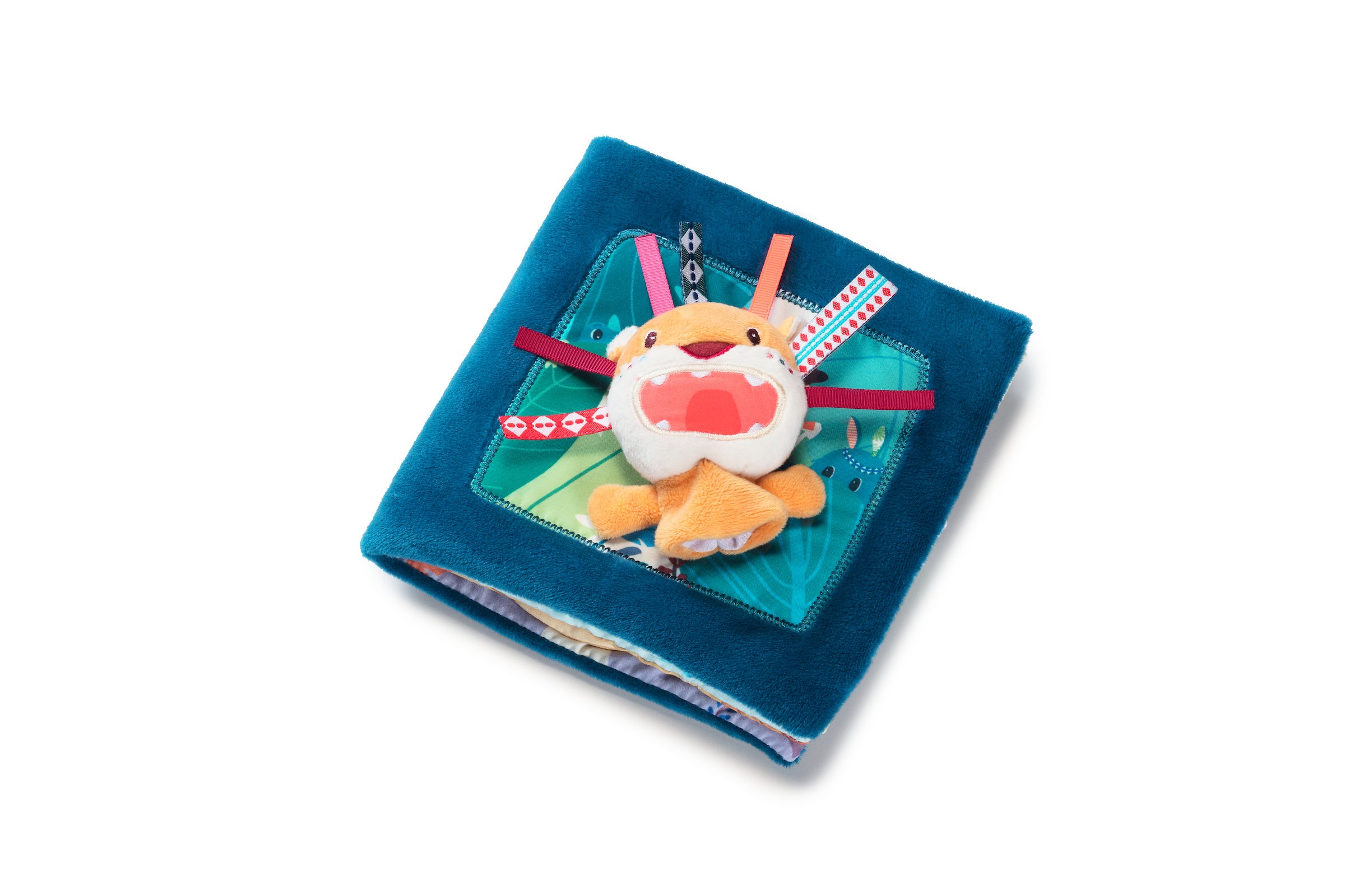 LILLIPUTIENS - Fabric Awakening Book “Jack Roars” - Learning Emotions with Finger Puppet - Interactive Book for Babies - Stories and Sensory Activities - From 12 Months - 83081