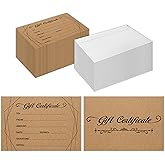 Blank Gift Certificates for Business, Set of 50 Custom Gift Cards with Envelopes for Vouchers, Spa, Salon, Restaurants, 4 x 6 Inch,Client Vouchers