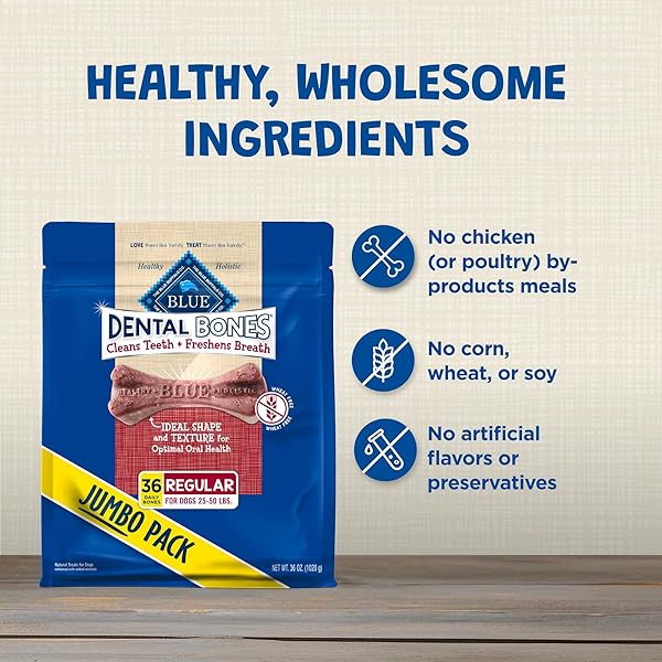 BLUE BUFFALO DENTAL BONES REGULAR NATURAL DENTAL CHEW DOG TREATS BAG VALUE PACK